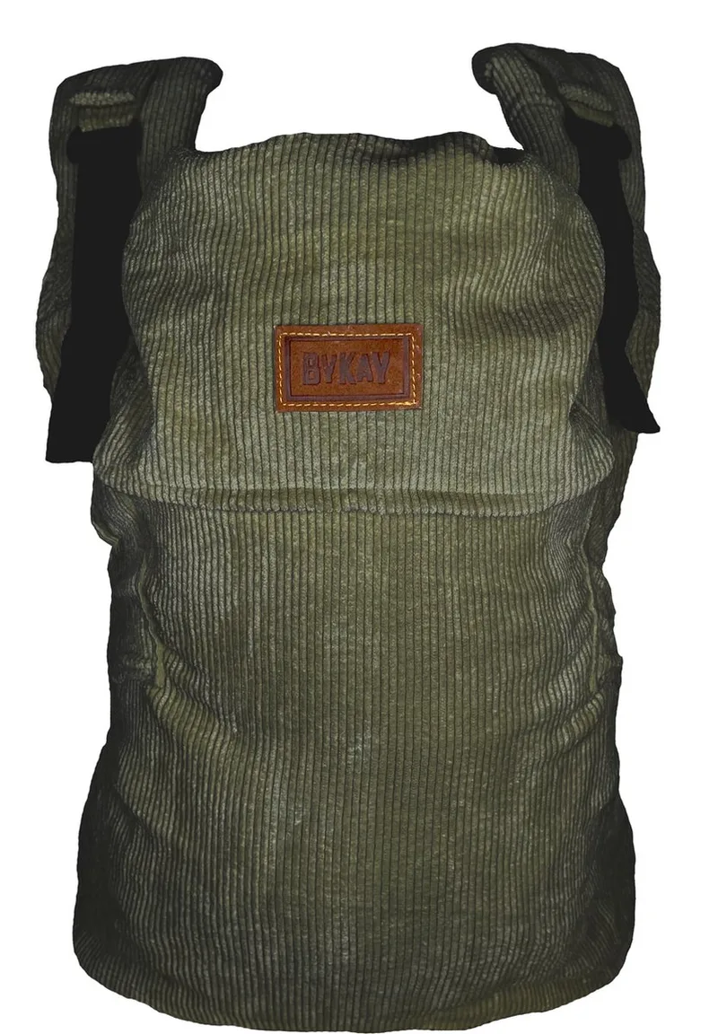 Click Deluxe - draagzak baby - ergonomisch - broekmaat 50/56 tot 104- newborn tot 3 jaar - eenvoudig en snel - groen - Ribb Moss Green van Bykay in Moss Green (Rib) – productfoto