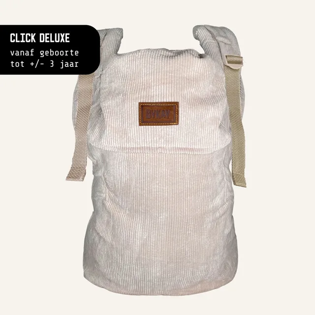 Click Deluxe - draagzak baby - ergonomisch - broekmaat 50/56 tot 104- newborn tot 3 jaar - eenvoudig en snel - beige - Rib Almond Sand