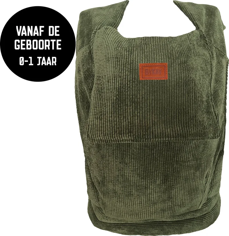 Tiny Click - draagzak baby - ergonomisch - newborn - broekmaat 50 tot 74 - Rib Moss Green van Bykay in Groen – productfoto