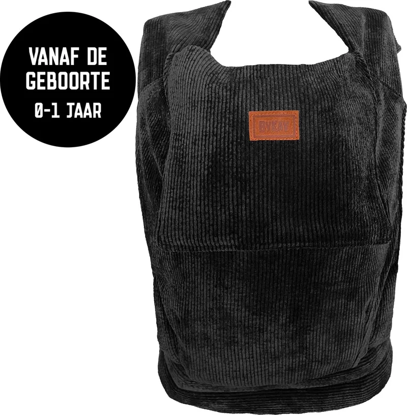Tiny Click - draagzak newborn - ergonomisch - tot 10kg - newborn tot 1 jaar - Rib Smoky Black van Bykay in Zwart – productfoto