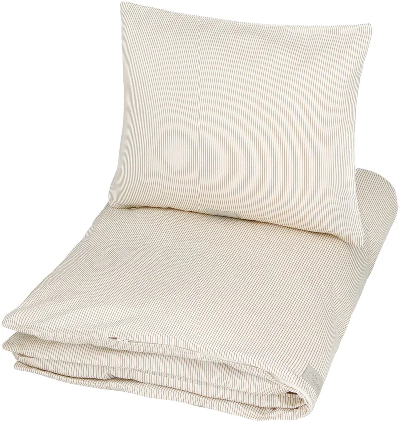 Classic Stripes Dekbedovertrek - 140 x 200 cm - Camel by Cam Cam Copenhagen in Beige – product photo