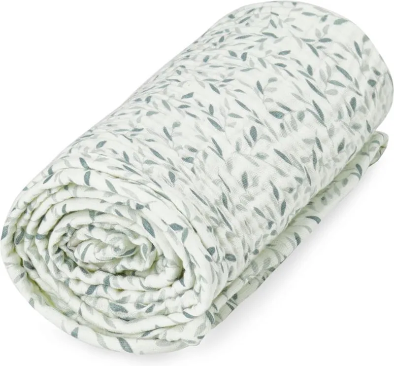 Hydrofiele deken - green leaves by Cam Cam Copenhagen in White, Green – product photo