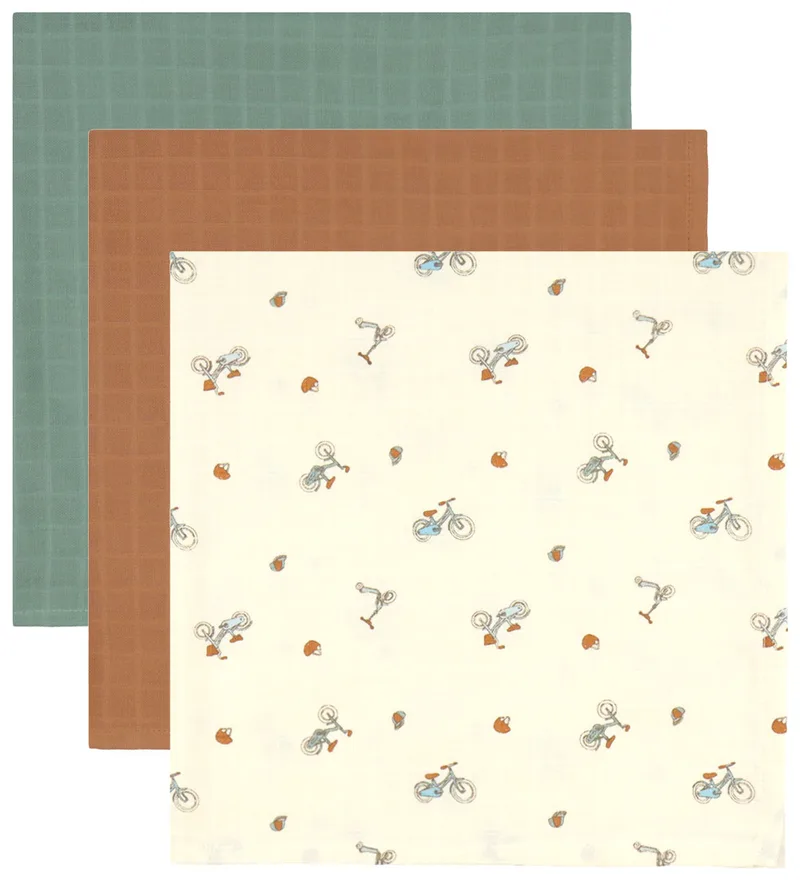 Hydrofiele Doek - 70x70 cm - 3-pack - Fietsen by Cam Cam Copenhagen – product photo