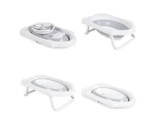 Babybadewanne Set Hawai 4-teilig, faltbar, Wasserablauf, Ablagefächer, Netz, ab Geburt, rutschfeste Füße von Cangaroo in Grau – Produktfoto 4 von 5