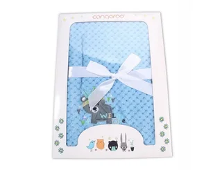 Babydecke Freya 80 x 110 cm, Cangaroo, Fleece, Polyester, Geschenkbox, bestickte Motive, Kinderwagen geeignet von Cangaroo in Blau – Produktfoto 2 von 2
