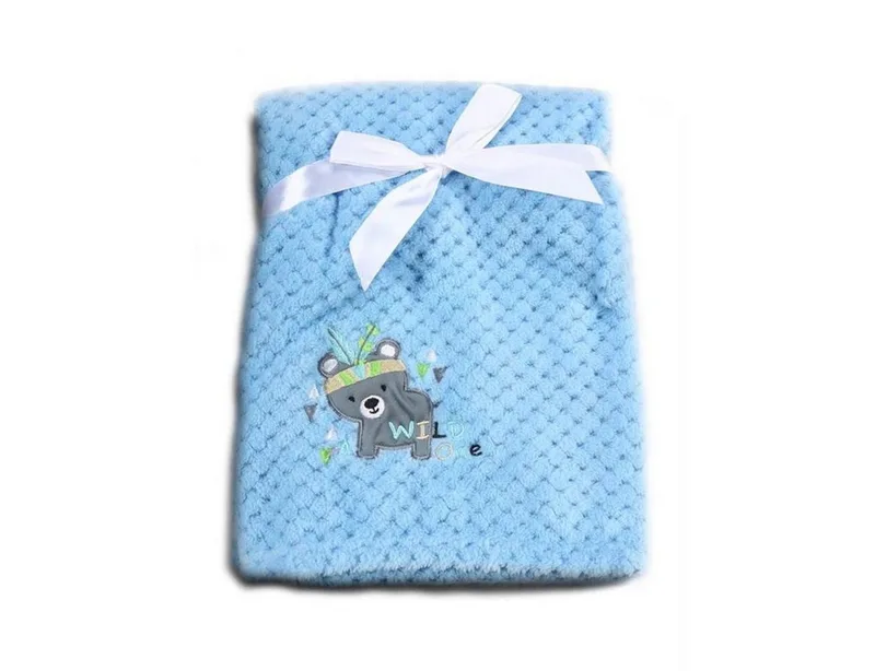Babydecke Freya 80 x 110 cm, Cangaroo, Fleece, Polyester, Geschenkbox, bestickte Motive, Kinderwagen geeignet van Cangaroo in Blau – productfoto