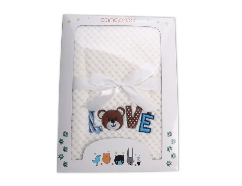 Babydecke Freya 80 x 110 cm, Cangaroo, Fleece, Polyester, Geschenkbox, bestickte Motive, Kinderwagen geeignet von Cangaroo in Weiß – Produktfoto 2 von 2