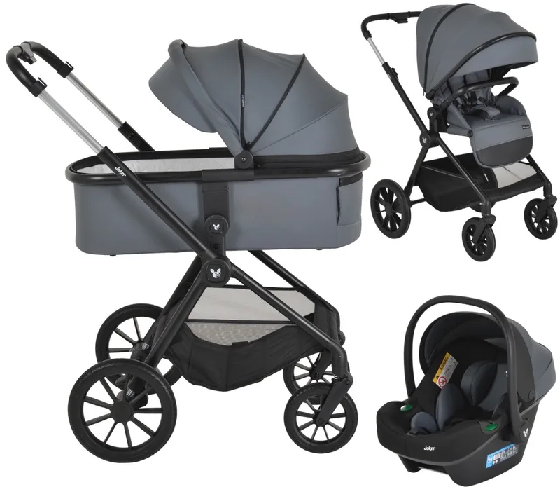 Joker Mineral Grey 3-in-1 Kinderwagen incl. Autostoel van Cangaroo in Grijs – productfoto