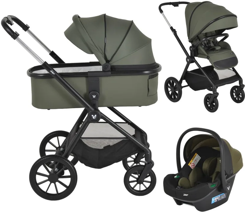 Joker Olive Green 3-in-1 Kinderwagen incl. Autostoel van Cangaroo in Groen – productfoto