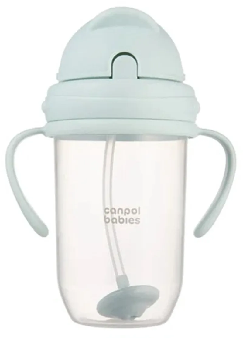 Baby | Rietjesbeker met Handvaten | met Flip-top verzwaard rietje | 270ml 270 ml de Canpol Babies en Pastel – photo produit