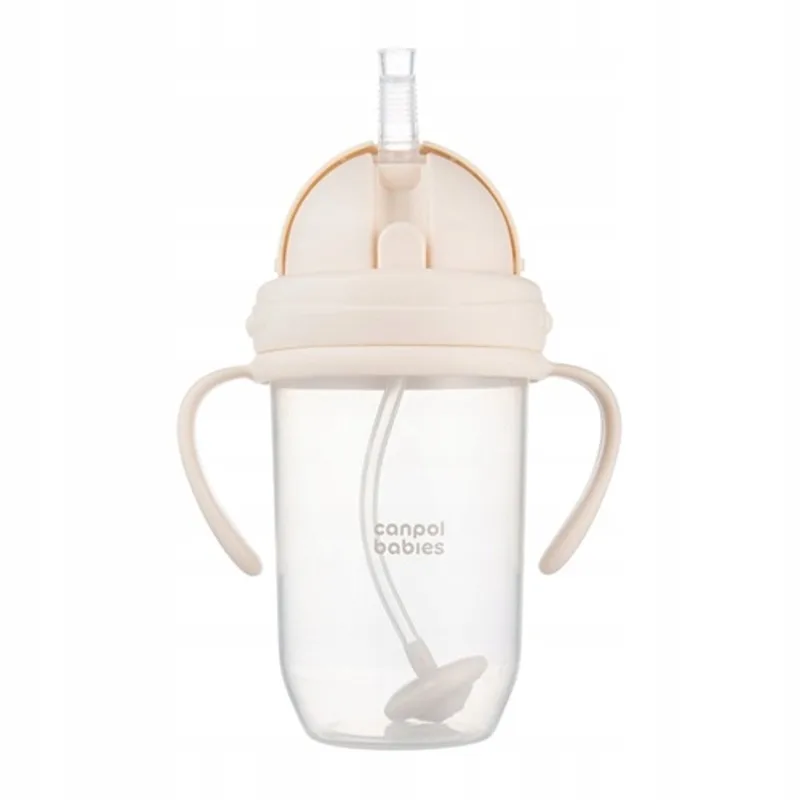 Baby | Rietjesbeker met Handvaten | met Flip-top verzwaard rietje | 270ml 270 ml de Canpol Babies en Crème – photo produit