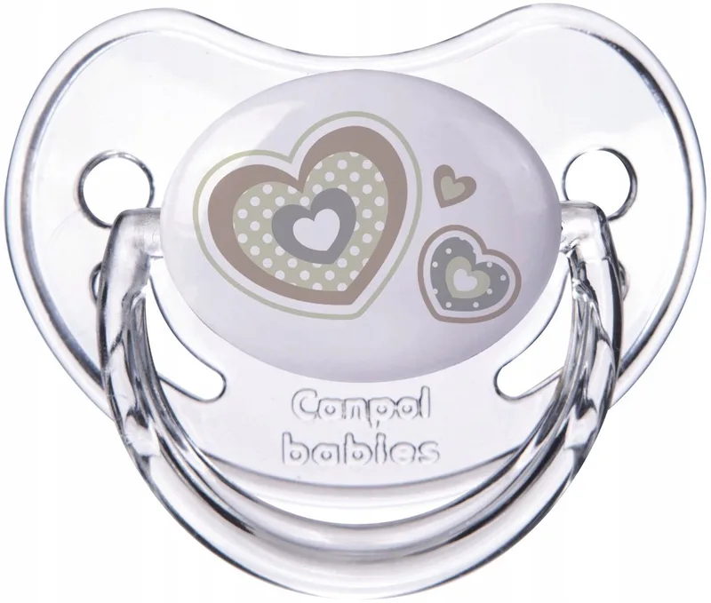 baby's speen rond siliconen 0-6m beige hartjes by Canpol Babies – product photo