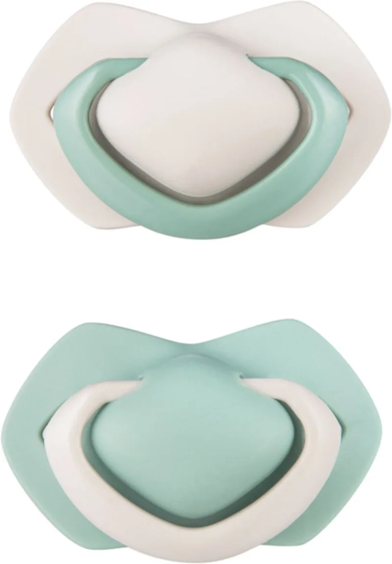 PURE COLOR Set symmetrische siliconen fopspenen -2 stuks | 0-6 maanden van Canpol Babies in Groen pastel, Grijs – productfoto