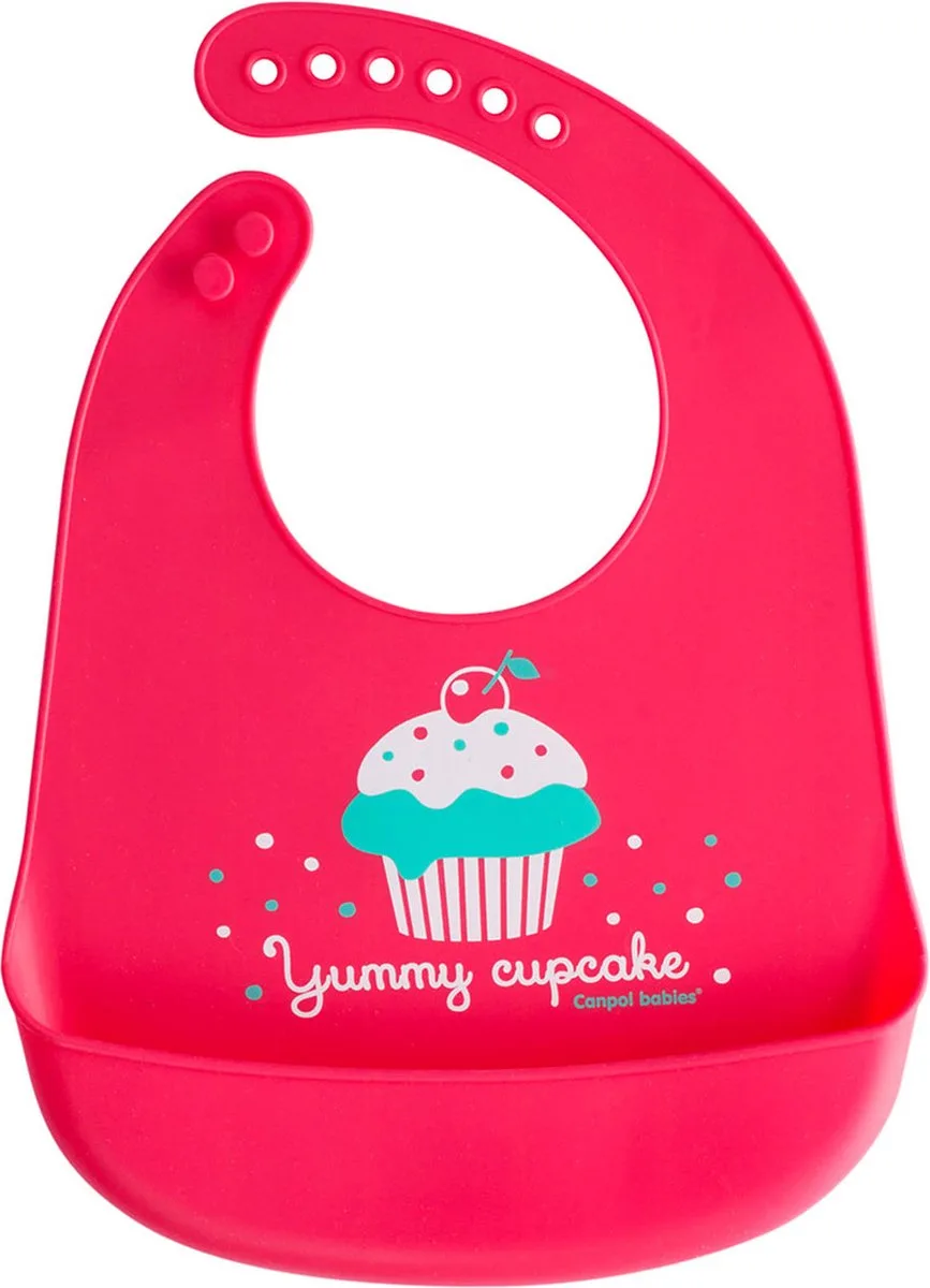 Silicone slabbetje met zakje en verstelbare sluiting by Canpol Babies in Red – product photo