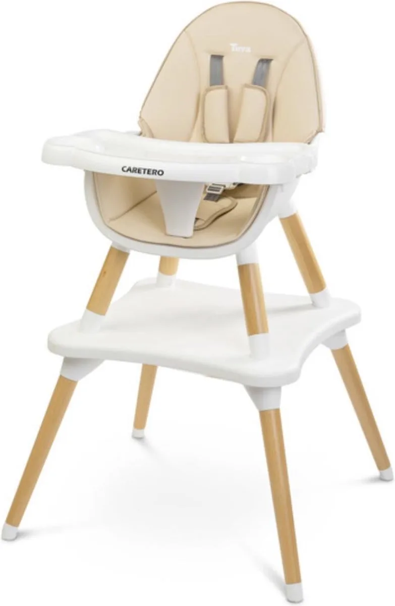 Caratero Tuva Houten kinderstoel - 2 in 1 - kinderstoeltje- eetstoel - voedingsstoel van Caretero in Beige – productfoto
