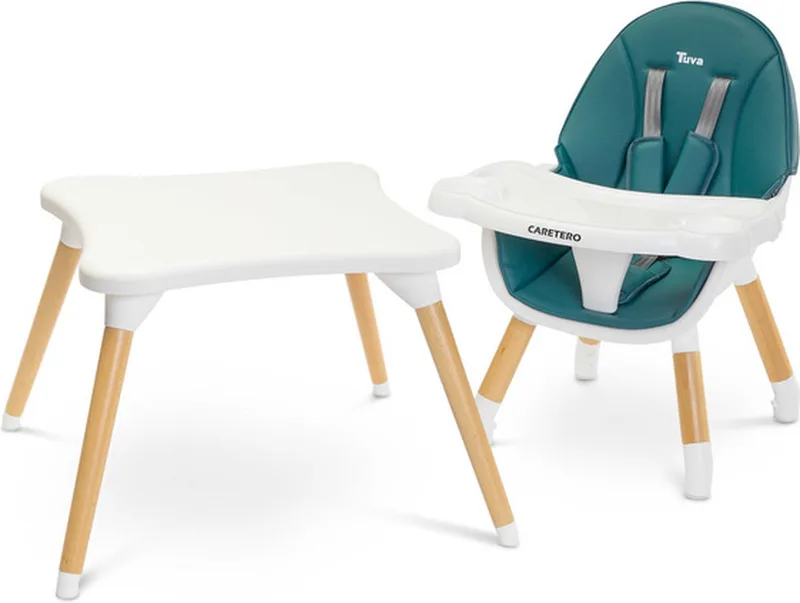 Tuva Kinderstoel - Babystoel - Baby Eetstoel - Kinderstoeltje voor Peuter - Voor Kinderen van 6 Maanden tot 3-4 Jaar - Scandinavisch Design by Caretero in Donkergroen – product photo