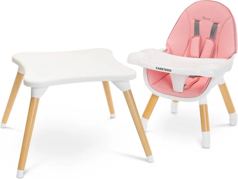 Tuva Kinderstoel - Babystoel - Baby Eetstoel - Kinderstoeltje voor Peuter - Voor Kinderen van 6 Maanden tot 3-4 Jaar - Scandinavisch Design by Caretero in Roze – product photo