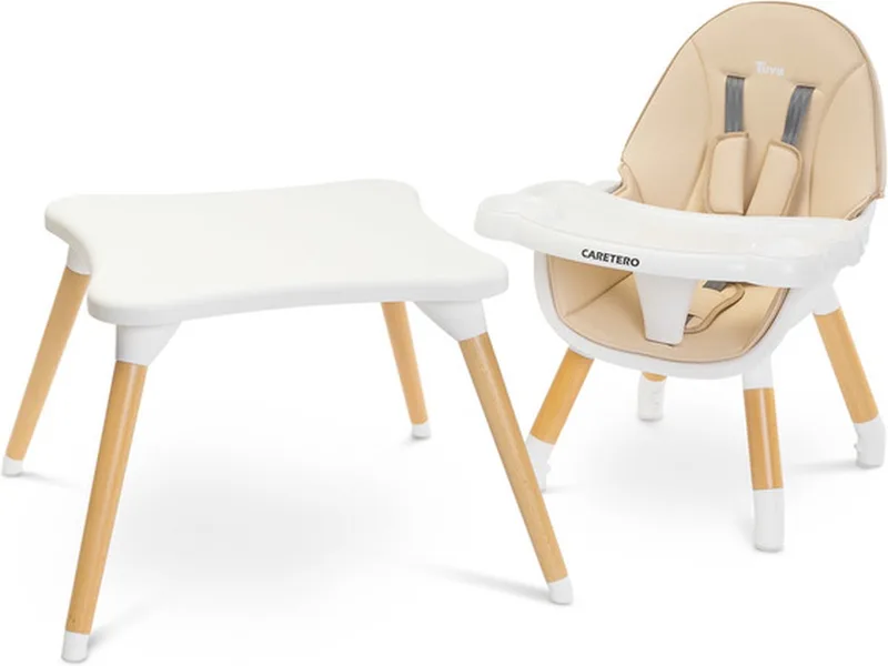 Tuva Kinderstoel - Babystoel - Baby Eetstoel - Kinderstoeltje voor Peuter - Voor Kinderen van 6 Maanden tot 3-4 Jaar - Scandinavisch Design by Caretero in Beige – product photo
