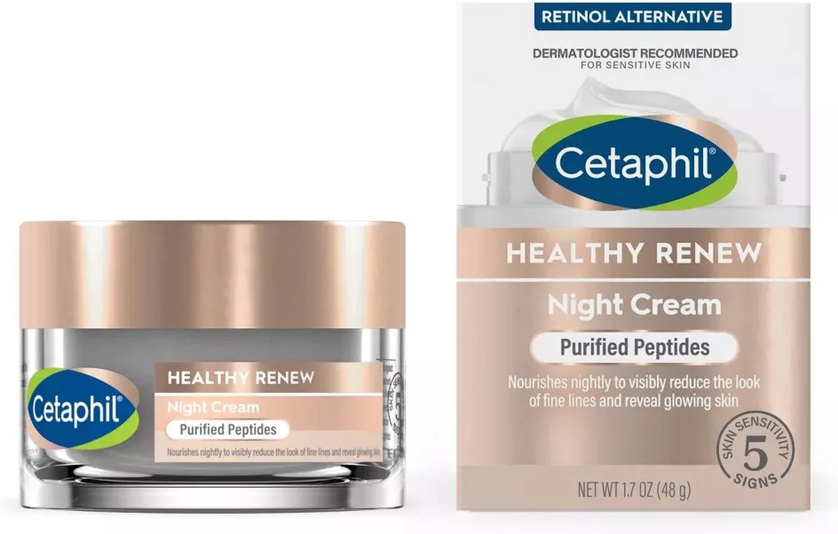 Healthy Renew Night Face Cream – Anti-Aging Nachtcrème – Vermindert Fijne Lijntjes & Rimpels – Intens Hydraterend – Voor Gevoelige Huid von Cetaphil – Produktfoto