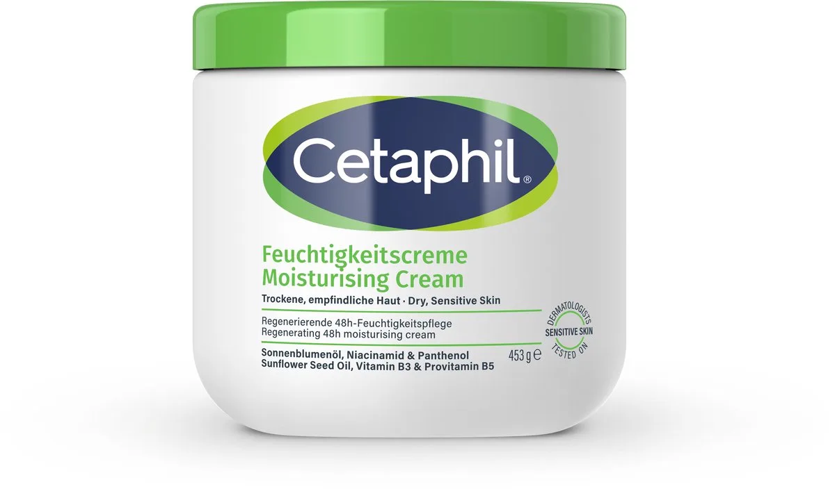 Hydraterende Crème - voor de droge, zeer droge & gevoelige huid - Rijke Moisturizer met Niacinamide & Vitamine E - Gezicht & Lichaam - 453g by Cetaphil – product photo