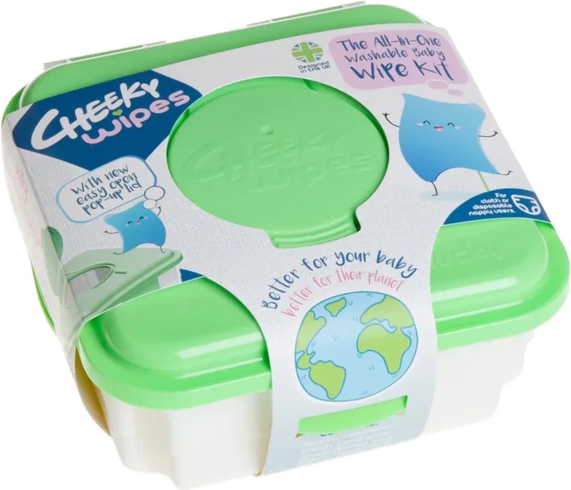 Mucky Container - Groen - Voor Herbruikbare Babydoekjes - BPA-vrij - Makkelijk te sluiten - Tot wel 25 doekjes opbergen by Cheeky Wipes – product photo