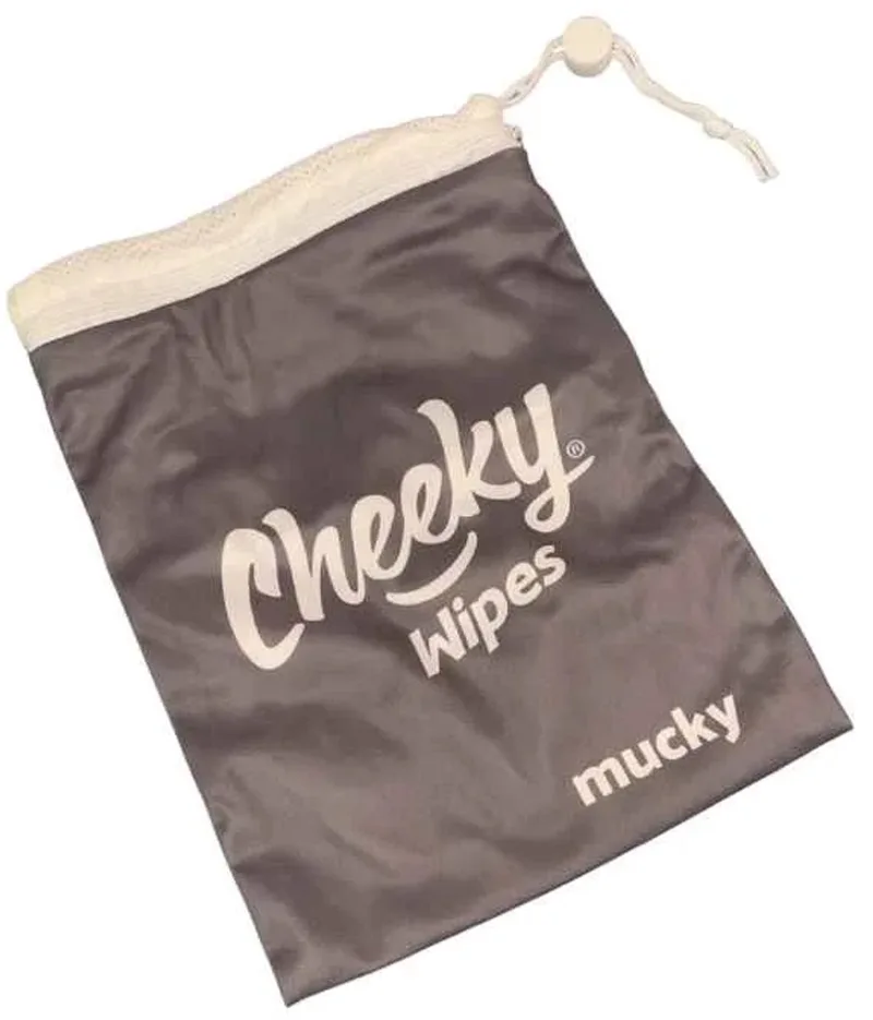 Mucky Wipes Bag - Grijs - Waterdicht Reistasje voor Herbruikbare Babydoekjes - Makkelijk te sluiten - Met Mesh Waszak - Tot 15 Doekjes van Cheeky Wipes – productfoto