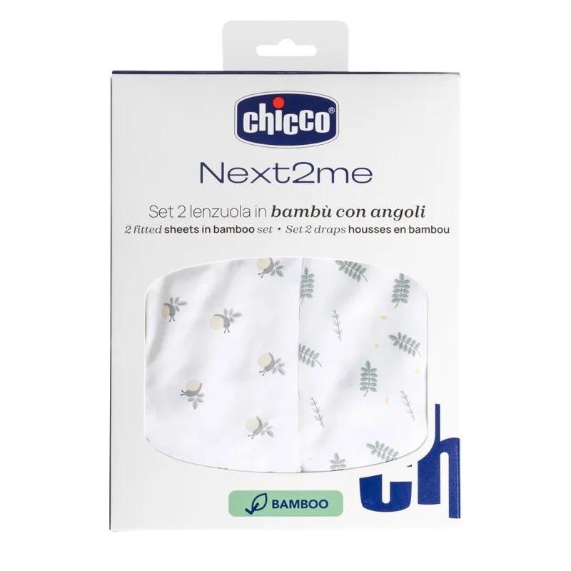 2 Hoeslakens Bamboe Voor Wiegje Next2Me van Chicco – productfoto