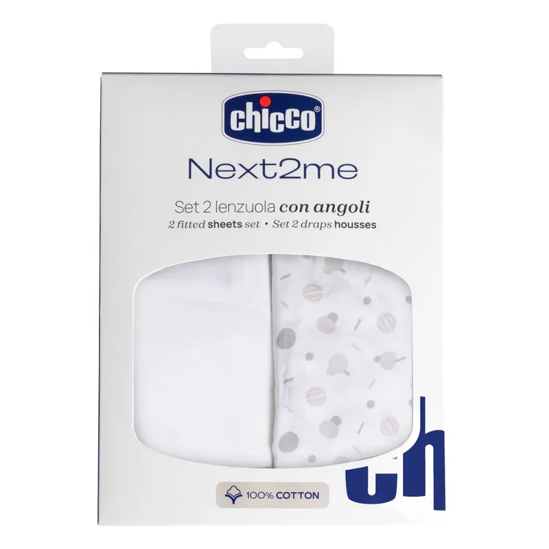 2 Hoeslakens Voor Wiegje Next2Me CONFETTI van Chicco – productfoto