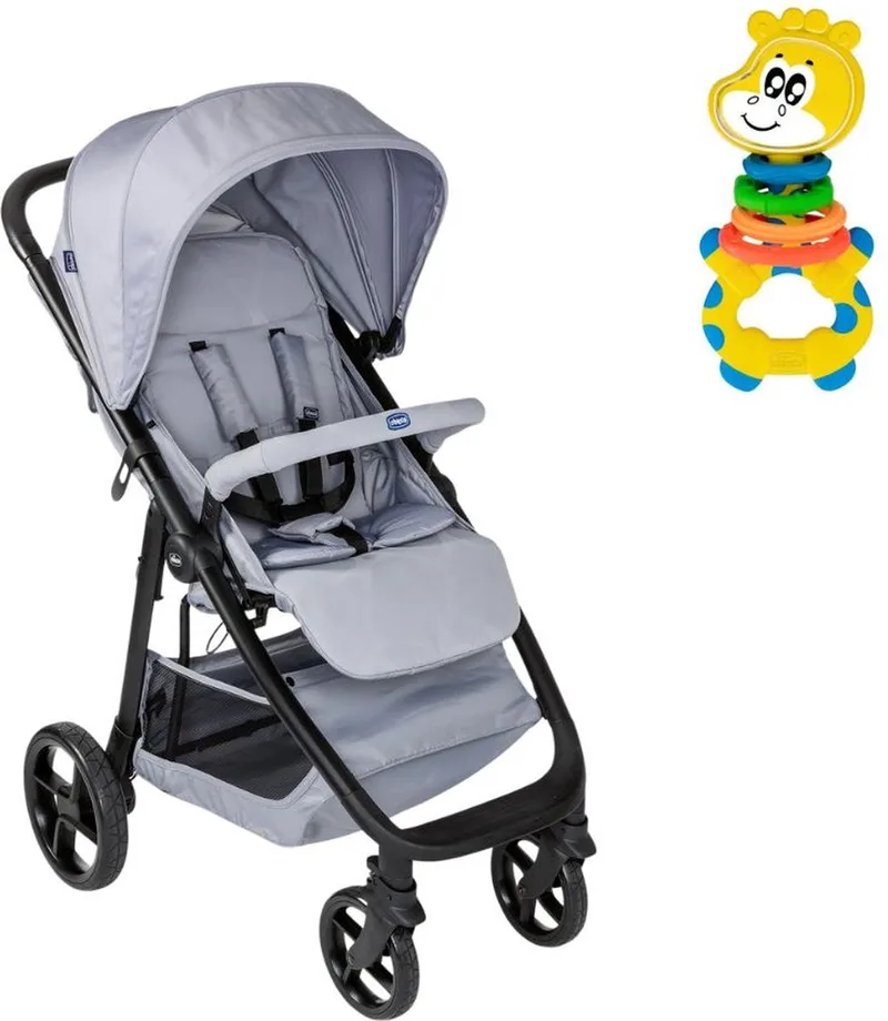 bundel - Buggy Multiride - Light Grey & Multi-Activiteitsratel - Gilby de Giraffe de Chicco en Rammelaar – photo produit