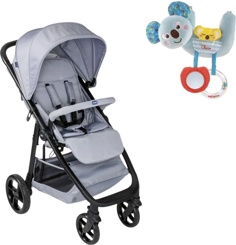 bundel - Buggy Multiride - Light Grey & Rammelaar - Te bevestigen aan kinderwagen de Chicco en Koalabeer – photo produit