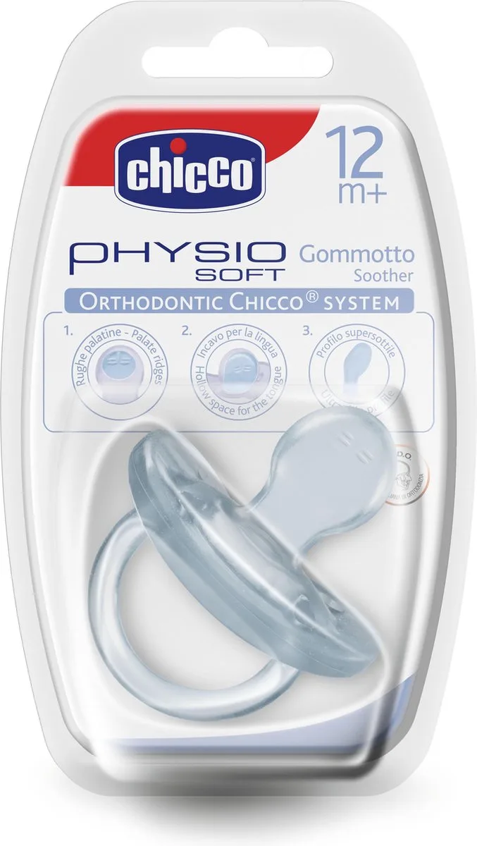 Fopspeen Physio Soft Sil 12m+/1stuk fra Chicco i Gennemsigtig – produktbillede