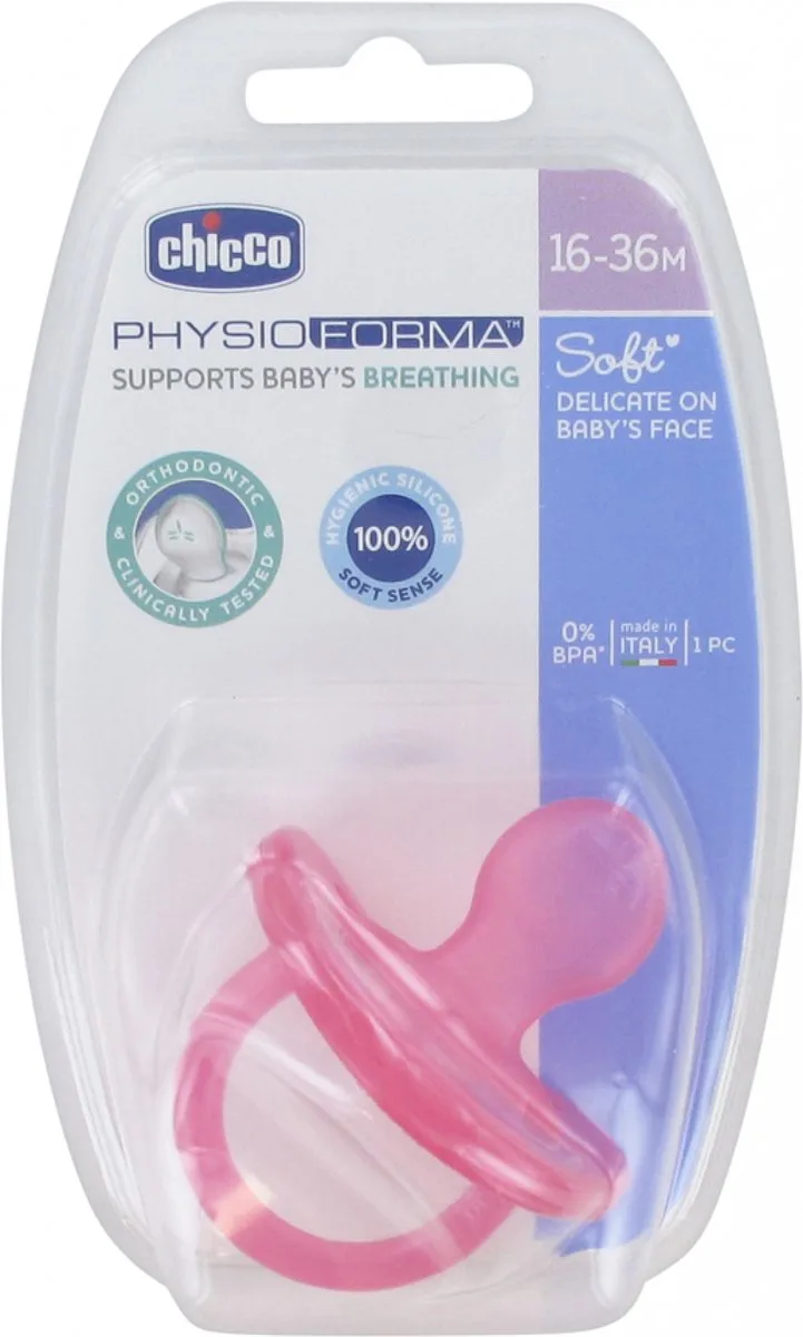 Fopspeen Physio Soft Siliconen 16 Maanden van Chicco in Roze – productfoto