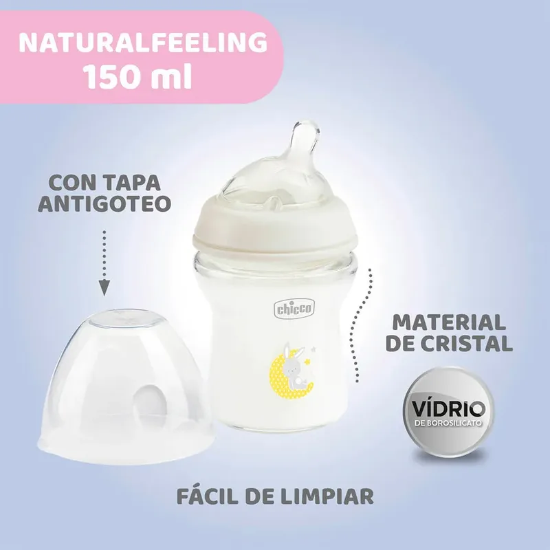 Naturalfeeling Glazen Babyfles Langzame Doorstroming 150ml Kinderen von Chicco in Transparent – Produktfoto 3 von 6