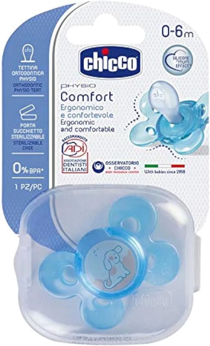 Physio Comfort Fopspeen Siliconen 0-6M 1St från Chicco i Blå – produktbild