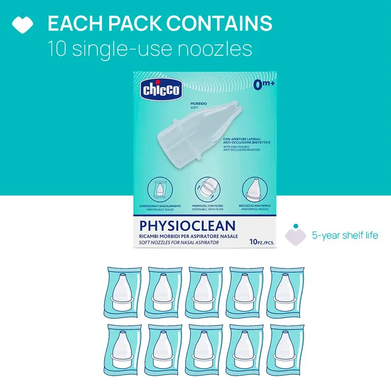Physioclean Neusaspirator Reserveonderdelen 10 Eenheden fra Chicco – produktbillede 6 af 6