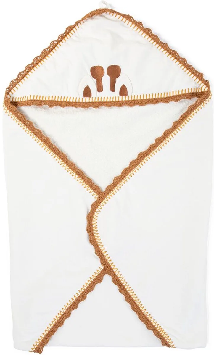 Baby Badcape + Washandje - 80x80 Cm - Jersey - Crochet Ecru van Childhome in Wit – productfoto