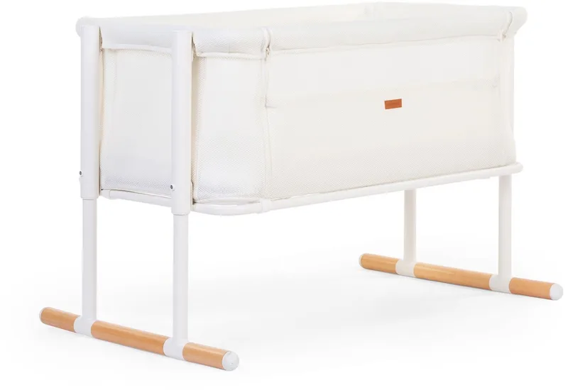 Evolux Co-Sleeper - 2-in-1 Aanschuifwieg en Zelfstandig Wiegje - 7 Verstelbare Hoogtes en Schuine Stand tegen Reflux - 3D Air Mesh voor Luchtcirculatie en Zicht - Van 0 tot 6 Maanden - 97 x 64 x 85 cm - Naturel/Wit de Childhome en Wit – photo produit