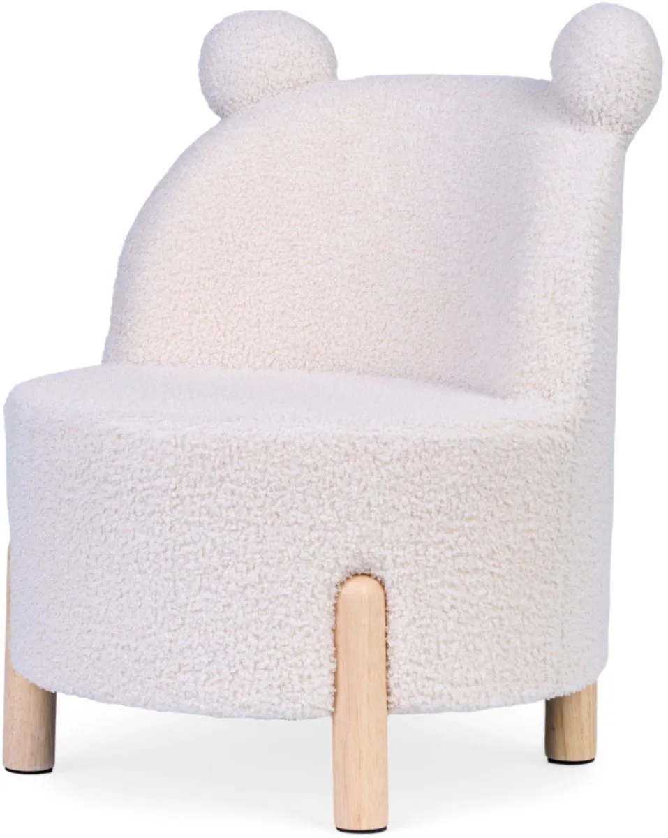 Teddy Kinderstoeltje - Stoel voor Kinderen in Zachte Teddystof met Berenoortjes - Frame van Berkenhout - Past bij de Teddy Wieg en Kindertafel - Voor Kinderen vanaf 18 Maanden - 45 x 45 x 56 cm - Ecru/Naturel van Childhome in Ecru – productfoto