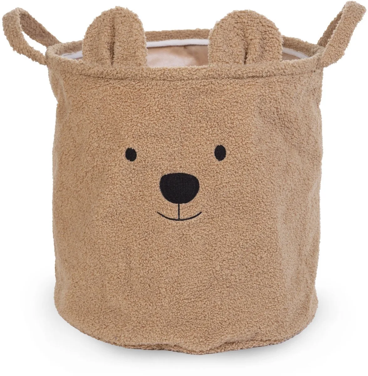 Teddy Opbergmand 40 x 40 x 40 cm - Speelgoedmand in Zachte Teddystof met Berenoortjes - Ook als Wasmand Babykamer of Decoratie - Stevige Binnenvoering - Lichtgewicht van Childhome in Bruin – productfoto