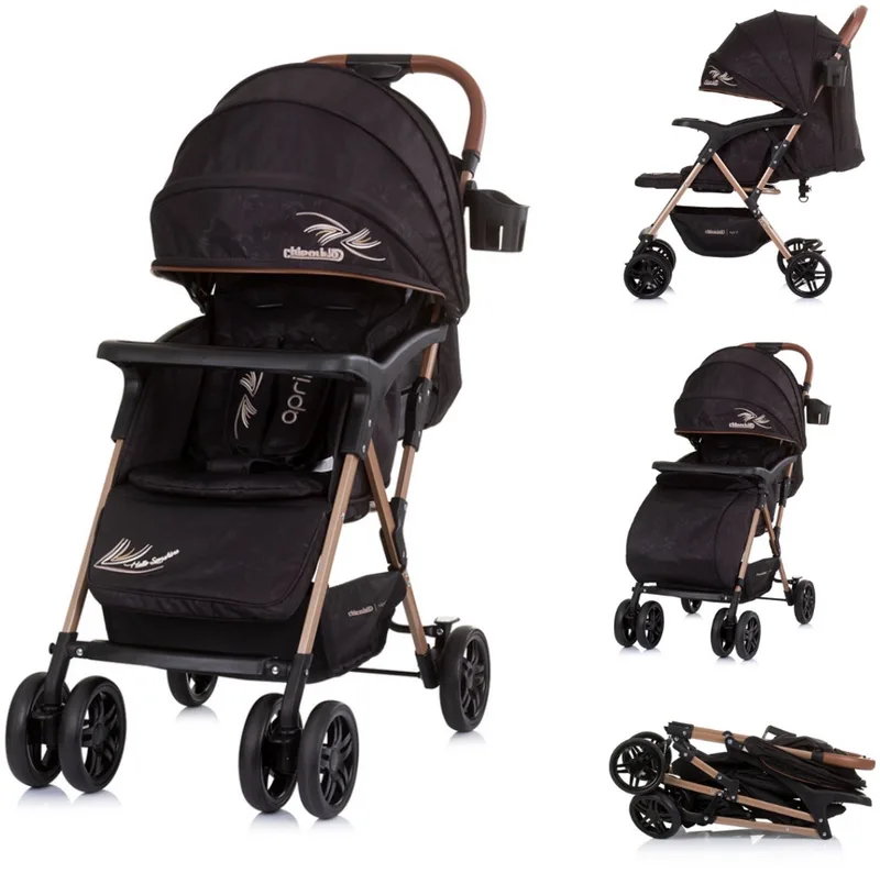 April Opvouwbare Buggy Met Voetenhoes Obsidian Black de Chipolino en Noir – photo produit