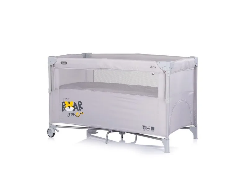 Baby-Reisebett Relax, 2 Ebenen, als Beistellbett nutzbar, Seiteneingang, Faltmatratze de Chipolino en Gris – photo produit 2 sur 5