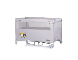 Baby-Reisebett Relax, 2 Ebenen, als Beistellbett nutzbar, Seiteneingang, Faltmatratze de Chipolino en Gris – photo produit 4 sur 5