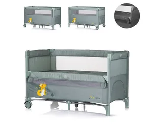 Baby-Reisebett Relax, 2 Ebenen, als Beistellbett nutzbar, Seiteneingang, Faltmatratze från Chipolino i Grön – produktbild 1 av 3