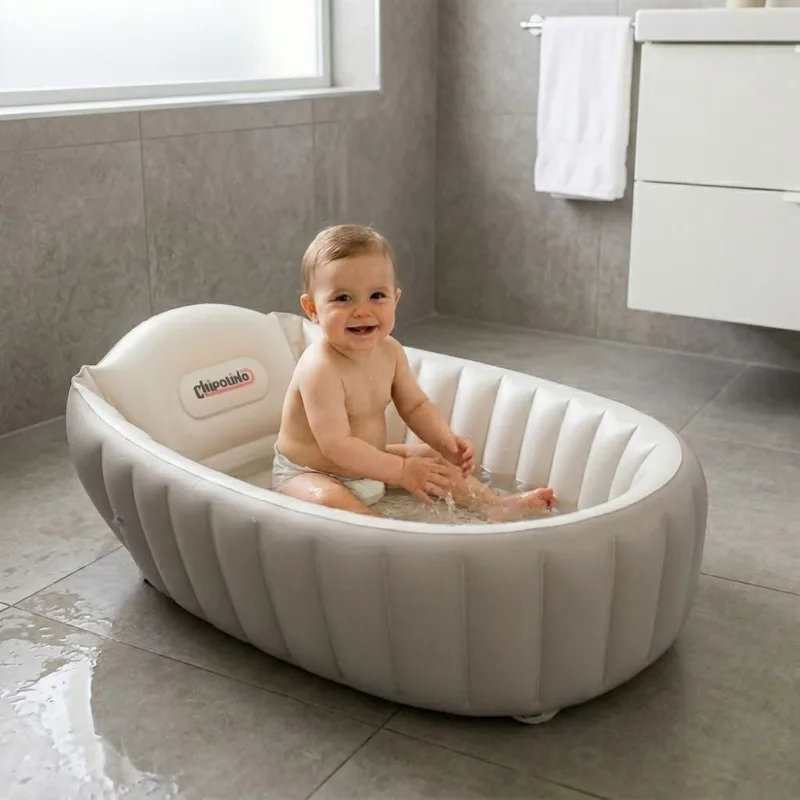 Babybadewanne Baby Cloud, aufblasbar, integrierter Sitz, inklusive Pumpe, platzsparend by Chipolino in Grey – product photo 2 of 2