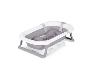 Babybadewanne Isla 80 cm, mit Badekissen, faltbar, integrierter Wasserablauf, ab Geburt geeignet fra Chipolino i Grå – produktbillede 2 af 5