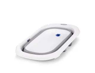 Babybadewanne Isla 80 cm, mit Badekissen, faltbar, integrierter Wasserablauf, ab Geburt geeignet fra Chipolino i Grå – produktbillede 4 af 5