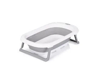 Babybadewanne Isla 80 cm, mit Badekissen, faltbar, integrierter Wasserablauf, ab Geburt geeignet fra Chipolino i Grå – produktbillede 3 af 5