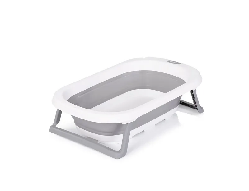 Babybadewanne Isla 80 cm, mit Badekissen, faltbar, integrierter Wasserablauf, ab Geburt geeignet fra Chipolino i Grå – produktbillede 3 af 5