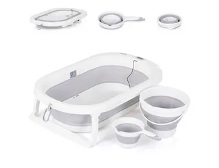 Babybadewanne Spa, faltbar, zwei Eimer, Spülbecher, Thermometer, Ablauf mit Deckel från Chipolino i Grå – produktbild 1 av 2
