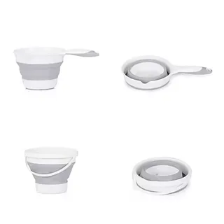 Babybadewanne Spa, faltbar, zwei Eimer, Spülbecher, Thermometer, Ablauf mit Deckel från Chipolino i Grå – produktbild 2 av 2